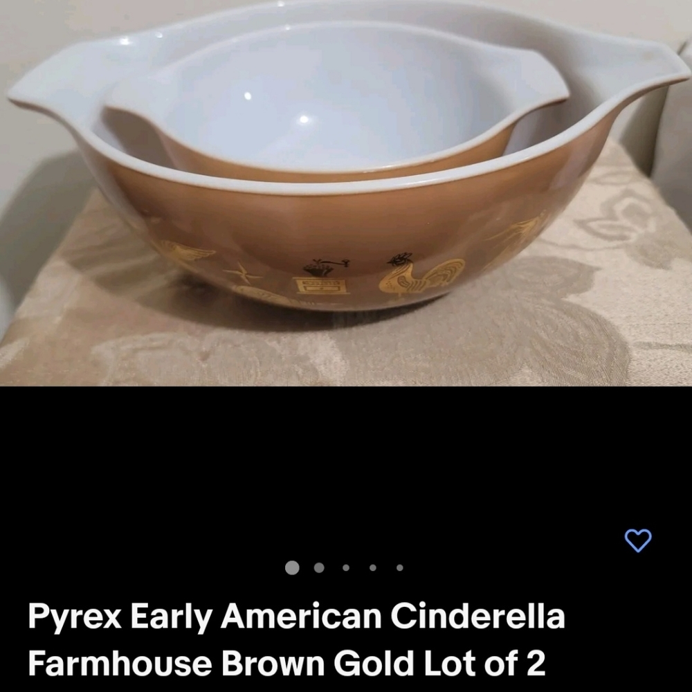 Vtg Pyrex Cinderella Farmhouse #444 Mixing Bowls 2-pc